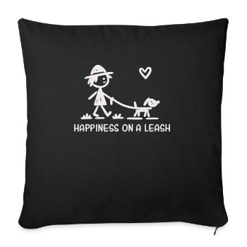 Happiness on a Leash - Dog Walking Fun - Sofa pillowcase 17,3'' x 17,3'' (45 x 45 cm) - black - Front