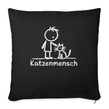 Katzenmensch - Doodle Design für Katzenliebhaber - Sofakissenbezug 45 x 45 cm - Schwarz - Vorne