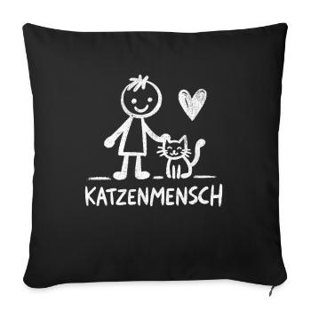 Katzenmensch - Doodle Design für Katzenliebhaber - Sofakissenbezug 45 x 45 cm - Schwarz - Vorne