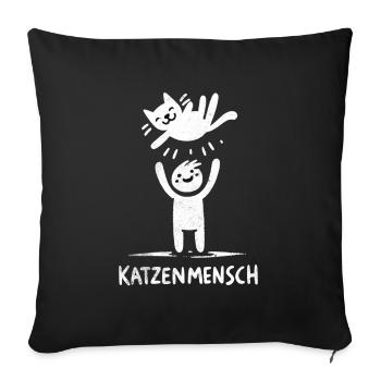 For the true cat person - love on four - Sofa pillowcase 17,3'' x 17,3'' (45 x 45 cm) - black - Front