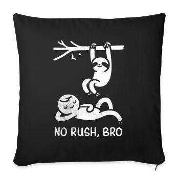 No Rush Sloth and Human Doodle Tee - Sofakissenbezug 45 x 45 cm - Schwarz - Vorne