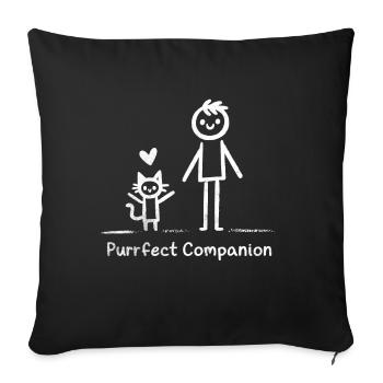 Purrfect Companion Cat Doodle T-shirt For - Sofa pillowcase 17,3'' x 17,3'' (45 x 45 cm) - black - Front