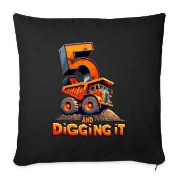 Anniversaire du grand bâtisseur de cinq ans - Housse de coussin décorative 45 x 45 cm - noir - Devant