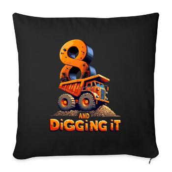 Célébrez le 8e anniversaire de Great Digger - Housse de coussin décorative 45 x 45 cm - noir - Devant