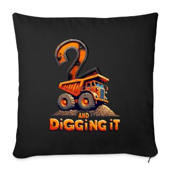Construction Birthday Boy Design With Orange - Sofa pillowcase 17,3'' x 17,3'' (45 x 45 cm) - black - Front