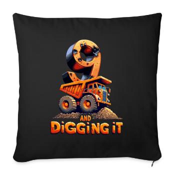9th Birthday Bauwahn-bagger - Sofa pillowcase 17,3'' x 17,3'' (45 x 45 cm) - black - Front