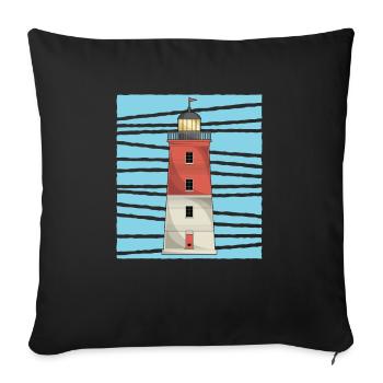 Phare de mer amant cadeau phare - Housse de coussin décorative 45 x 45 cm - noir - Devant
