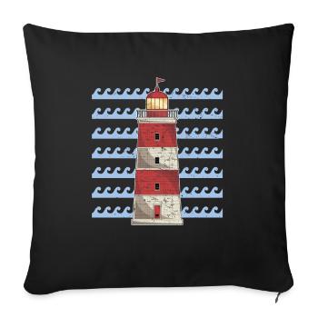 Sea Waves Ocean Gift Lighthouse - Sofa pillowcase 17,3'' x 17,3'' (45 x 45 cm) - black - Front