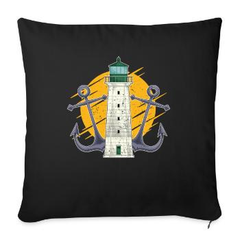 Full Moon Ship Anchor Gift Lighthouse - Sofa pillowcase 17,3'' x 17,3'' (45 x 45 cm) - black - Front