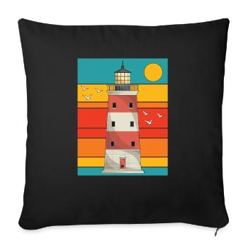 Ocean Full Moon Gift Retro Lighthouse - Sofa pillowcase 17,3'' x 17,3'' (45 x 45 cm) - black - Front