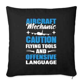 Aircraft Mechanic Caution Flying Tools And - Sofa pillowcase 17,3'' x 17,3'' (45 x 45 cm) - black - Front