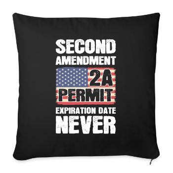 Deuxième amendement 2A Date d’expiration du permis Jamais - Housse de coussin décorative 45 x 45 cm - noir - Devant