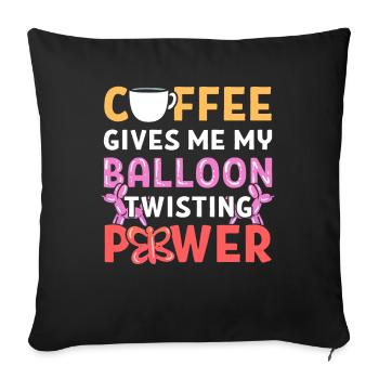 Le café me donne mon ballon Ballon de puissance torsadé - Housse de coussin décorative 45 x 45 cm - noir - Devant