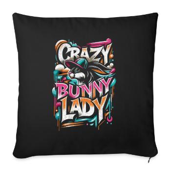 Crazy Bunny Lady - Sofa pillowcase 17,3'' x 17,3'' (45 x 45 cm) - black - Front