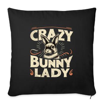 Crazy Bunny Lady - Sofa pillowcase 17,3'' x 17,3'' (45 x 45 cm) - black - Front
