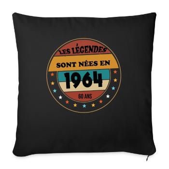 Millésime 1964 Cadeau 60 Ans Homme Anniversaire - Housse de coussin décorative 45 x 45 cm - noir - Devant