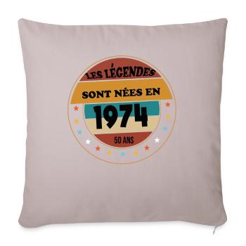 Millésime 1974 Cadeau 50 Ans Homme Anniversaire - Housse de coussin décorative 45 x 45 cm - taupe clair - Devant