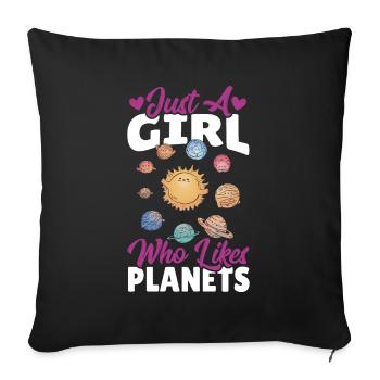 Astronomy Just A Girl Who Likes Planets Solar - Sofa pillowcase 17,3'' x 17,3'' (45 x 45 cm) - black - Front