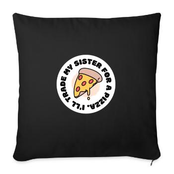Soeur pour la pizza - Coquine - Housse de coussin décorative 45 x 45 cm - noir - Devant