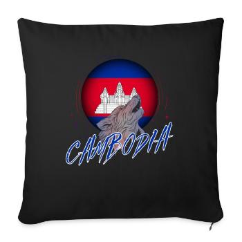 Cambodge - Housse de coussin décorative 45 x 45 cm - noir - Devant