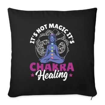 Qi Yoga Lover Gemstone Chakra Guérison - Housse de coussin décorative 45 x 45 cm - noir - Devant