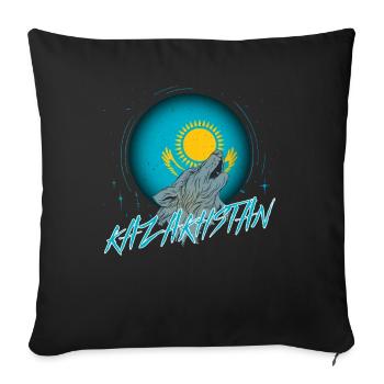 Kazakhstan - Housse de coussin décorative 45 x 45 cm - noir - Devant
