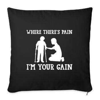Gain de douleur - Physiothérapeute expérimenté - Housse de coussin décorative 45 x 45 cm - noir - Devant