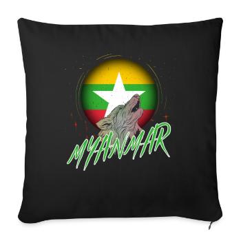 Myanmar - Sofa pillowcase 17,3'' x 17,3'' (45 x 45 cm) - black - Front