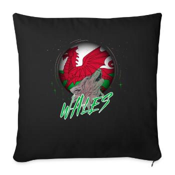 Pays de Galles - Housse de coussin décorative 45 x 45 cm - noir - Devant