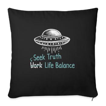 Search for the Truth Life Balance UFO Alien - Sofa pillowcase 17,3'' x 17,3'' (45 x 45 cm) - black - Front