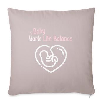 Équilibre entre vie professionnelle et vie privée pour bébé – Enceinte future - Housse de coussin décorative 45 x 45 cm - taupe clair - Devant