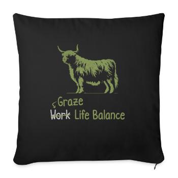 Graze Work Life Balance – Scottish Highland Cow - Sofa pillowcase 17,3'' x 17,3'' (45 x 45 cm) - black - Front
