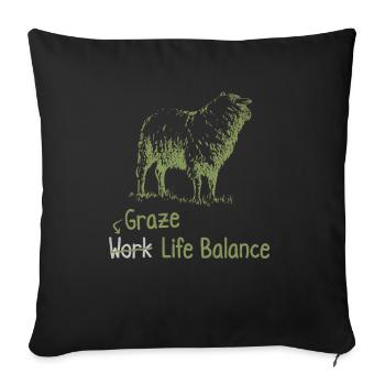 Shear Work Life Balance – Sheep Shepherd - Sofa pillowcase 17,3'' x 17,3'' (45 x 45 cm) - black - Front