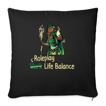 Roleplay Work Life Balance – Rpg Fantasy Geek - Sofa pillowcase 17,3'' x 17,3'' (45 x 45 cm) - black - Front