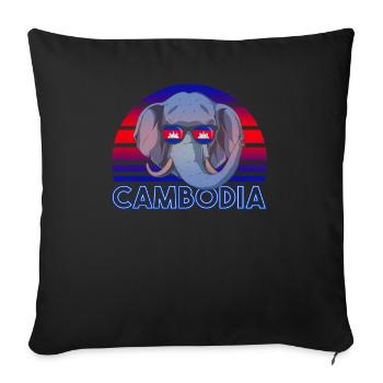 Cambodge - Housse de coussin décorative 45 x 45 cm - noir - Devant