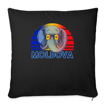Moldova - Sofa pillowcase 17,3'' x 17,3'' (45 x 45 cm) - black - Front