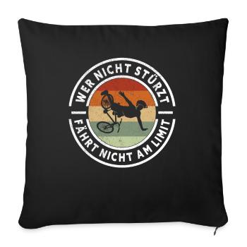 If you don't crash, you don't ride at the limit: mountain biking - Sofa pillowcase 17,3'' x 17,3'' (45 x 45 cm) - black - Front