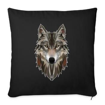 Majestic Polygon Wolf Portrait - Sofa pillowcase 17,3'' x 17,3'' (45 x 45 cm) - black - Front