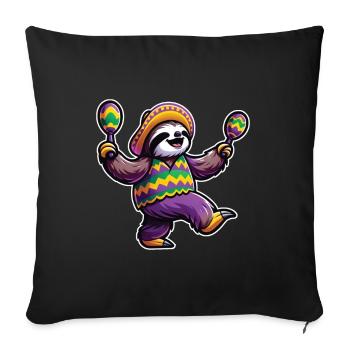 Mardi Gras Sloth - Celebrate Carnival Dancing - Sofa pillowcase 17,3'' x 17,3'' (45 x 45 cm) - black - Front