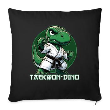 Lustiger T-Rex Taekwondo Dino Kampfsport - Sofakissenbezug 45 x 45 cm - Schwarz - Vorne