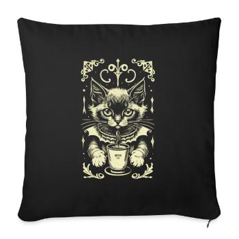 Gothic Cat Coffee Drinking Cute Kitten - Sofa pillowcase 17,3'' x 17,3'' (45 x 45 cm) - black - Front