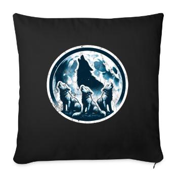 Monocolor Wolf Welpen heulen Mond Fantasy Natur - Sofakissenbezug 45 x 45 cm - Schwarz - Vorne
