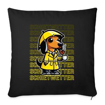 Bad weather: Dachshund, Dog owners, Rain, North - Sofa pillowcase 17,3'' x 17,3'' (45 x 45 cm) - black - Front