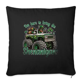 St. Patrick's Day Monster Truck Beer Shenanigans - Sofa pillowcase 17,3'' x 17,3'' (45 x 45 cm) - black - Front
