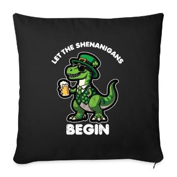 La Saint-Patrick T-Rex dinosaure bière Shenanigan - Housse de coussin décorative 45 x 45 cm - noir - Devant