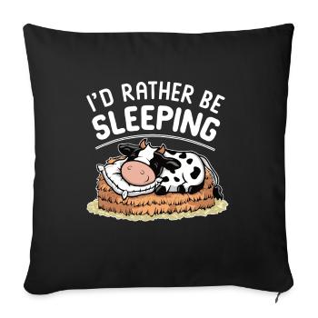 I'd Rather Sleep - Sweet Cow Nap - Sofa pillowcase 17,3'' x 17,3'' (45 x 45 cm) - black - Front