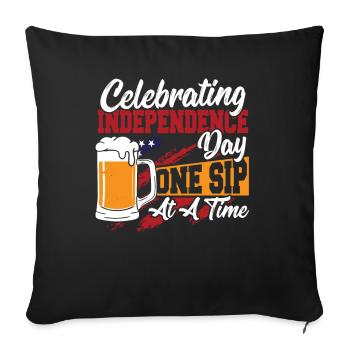 Merica Amerikanische Flagge Bierflasche 4. Juli - Sofakissenbezug 45 x 45 cm - Schwarz - Vorne