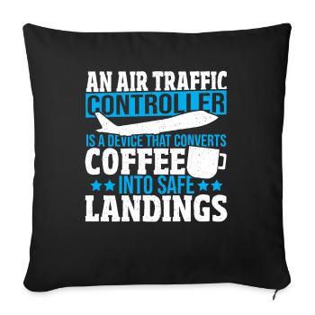 Costume de contrôleur de la circulation aérienne de piste d’aviation de piste de trafic aérien - Housse de coussin décorative 45 x 45 cm - noir - Devant