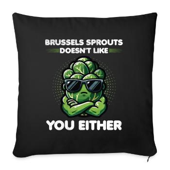 Brussels Sprouts Lover Funny Vegetable - Sofa pillowcase 17,3'' x 17,3'' (45 x 45 cm) - black - Front