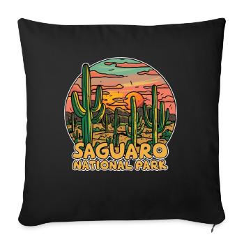 Parc national de Saguaro, Arizona, Cactus de Tucson - Housse de coussin décorative 45 x 45 cm - noir - Devant